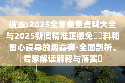 披露:2025全年免費(fèi)資料大全與2025新澳精準(zhǔn)正版免費(fèi)資料和留心誤導(dǎo)的煙霧彈-全面剖析、專家解讀解釋與落實(shí)?